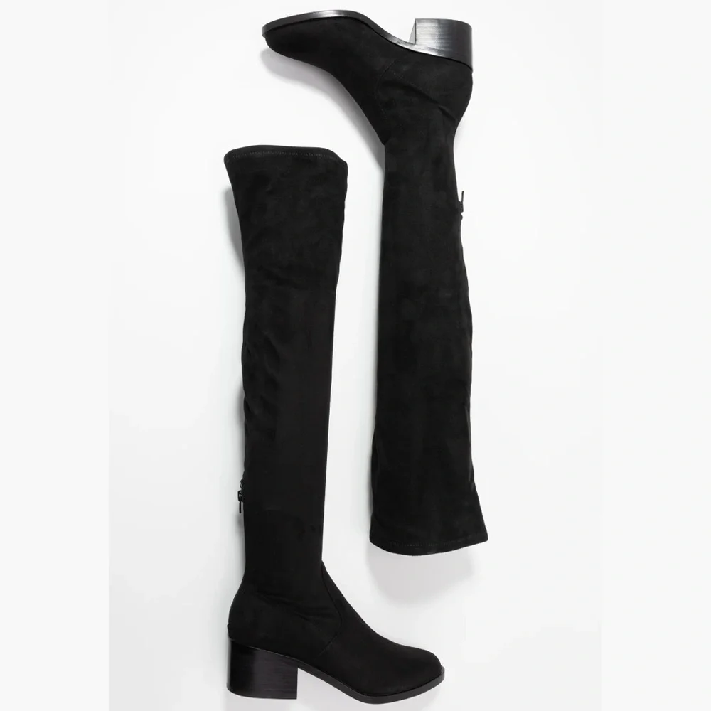 Steve Madden Georgette Black Over-the-Knee Tall Faux Suede Boots